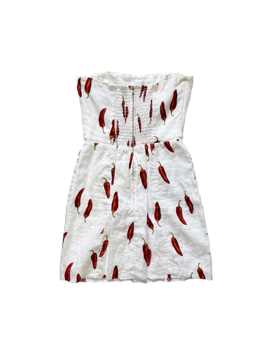 Reformation Chili Pepper Linen Strapless Mini Dress 0 - Picture 2 of 7